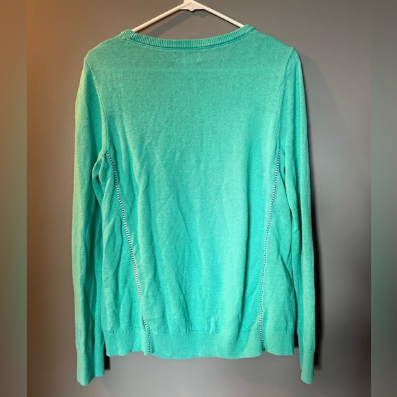 Vineyard Vines Womens Sz M Aqua Linen Cotton Blend Crew Neck Pullover Sweater - Picture 2 of 4
